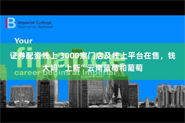 证券配资线上 3000家门店及线上平台在售，钱大妈“上新”云南蓝莓和葡萄