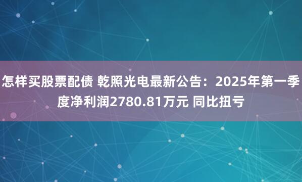 怎样买股票配债 乾照光电最新公告：2025年第一季度净利润2780.81万元 同比扭亏