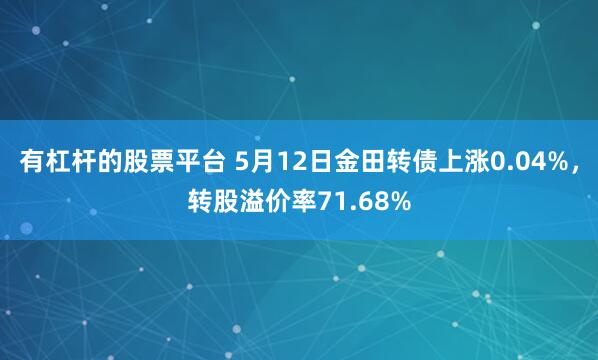 有杠杆的股票平台 5月12日金田转债上涨0.04%，转股溢价率71.68%