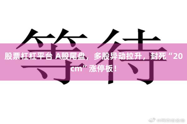 股票杠杠平台 A股尾盘，多股异动拉升，封死“20cm”涨停板！