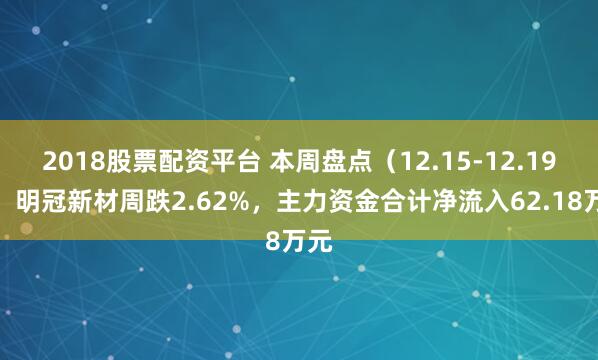 2018股票配资平台 本周盘点（12.15-12.19）：明冠新材周跌2.62%，主力资金合计净流入62.18万元